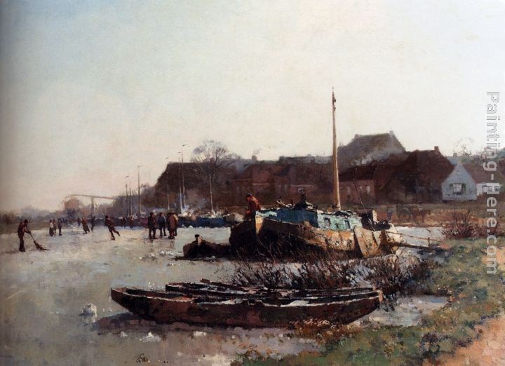 Cornelis Vreedenburgh Winterfun On De Loswal, Hattem